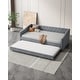 preview thumbnail 1 of 5, Daybed with Button on Back and Copper Nail on Waved Shape Arms, Twin Size Trundle Upholstered Tufted Sofa Bed, Grey Grey