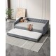 preview thumbnail 8 of 12, Daybed with Button on Back and Copper Nail on Waved Shape Arms, Twin Size Trundle Upholstered Tufted Sofa Bed Grey