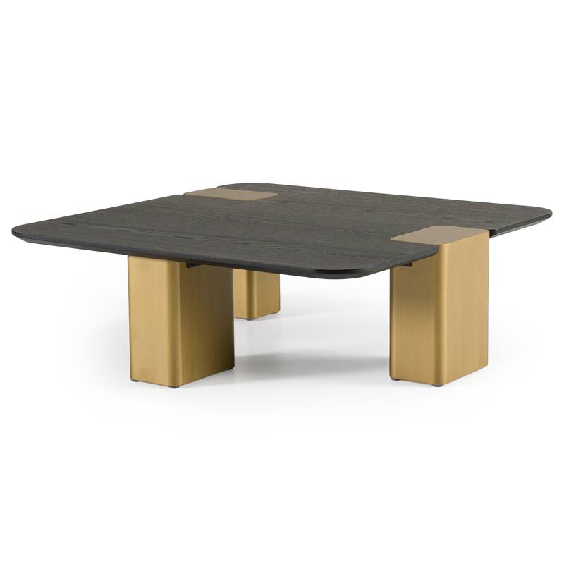 Modrest Harold Modern Black Oak+ Brushed Gold Oak Square Small Coffee Table