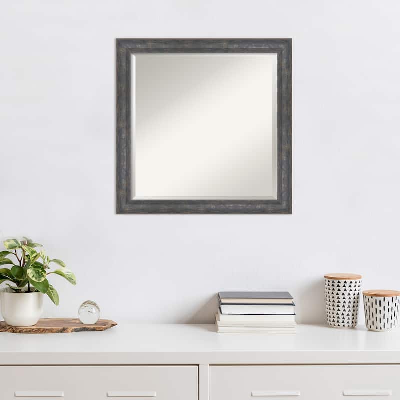 Angled Beveled Wood Framed Wall Mirror