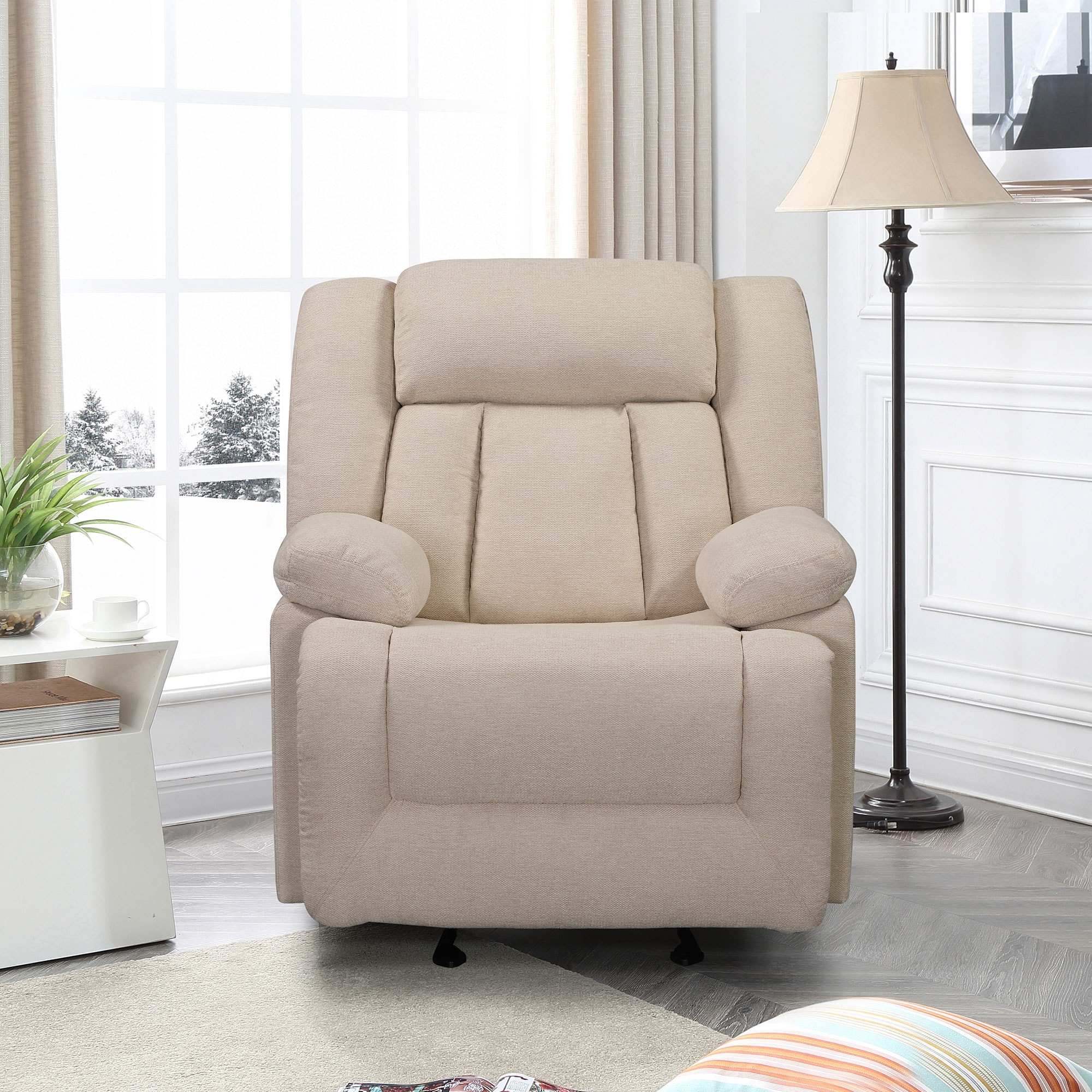 Recliner Chair Ergonomic Adjustable Single Fabric Sofa w/Thicker Seat  Cushion - Bed Bath & Beyond - 35233489