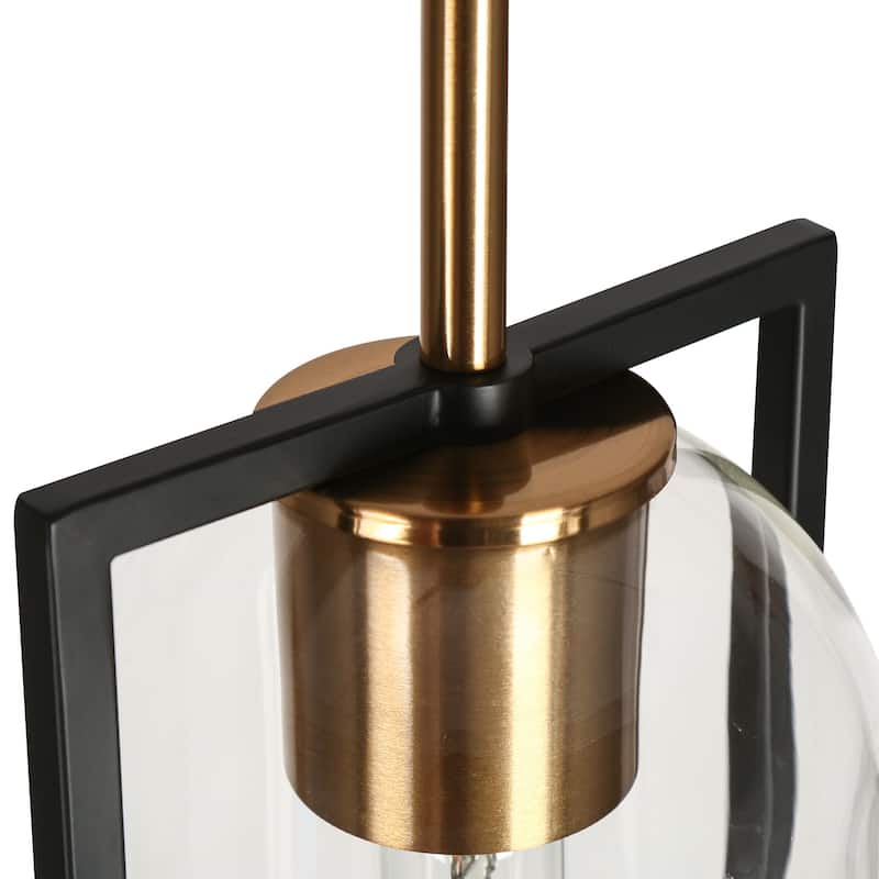 Modern 1-Light Black Gold Kitchen Island Pendant Light with Clear Glass for Dining Room