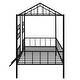 preview thumbnail 10 of 10, Black Metal Twin Size House Bed wHouse-shaped Frame, Ladder, Guardrail