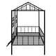 preview thumbnail 25 of 24, Modern Simple Metal All-in-One House Bed Frame, Twin Size Low Loft Bed w/ Slatted Support No Box Spring Needed for Bedroom