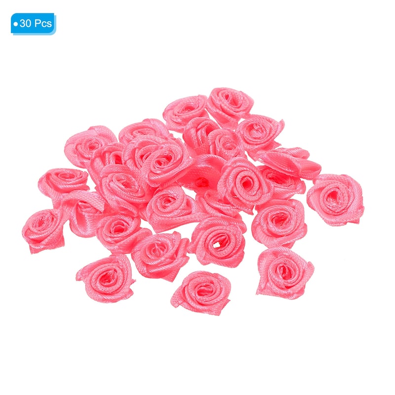 30Pcs Mini Satin Ribbon Roses Fabric Flowers Embellishments Rosettes - 1.5cm