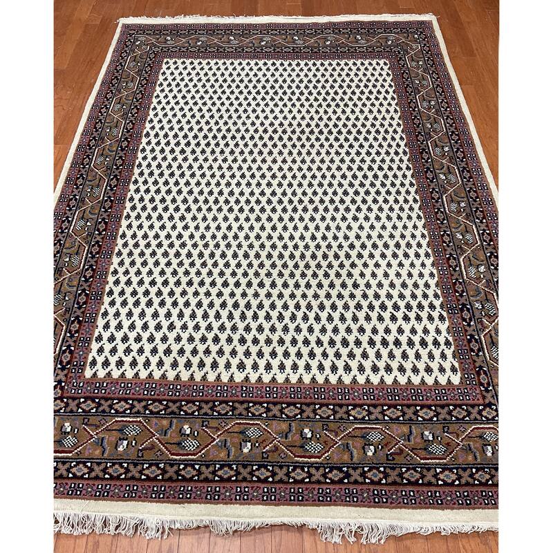HERAT ORIENTAL Handmade Mir Wool Rug - 5'8 x 8'1 - Beige