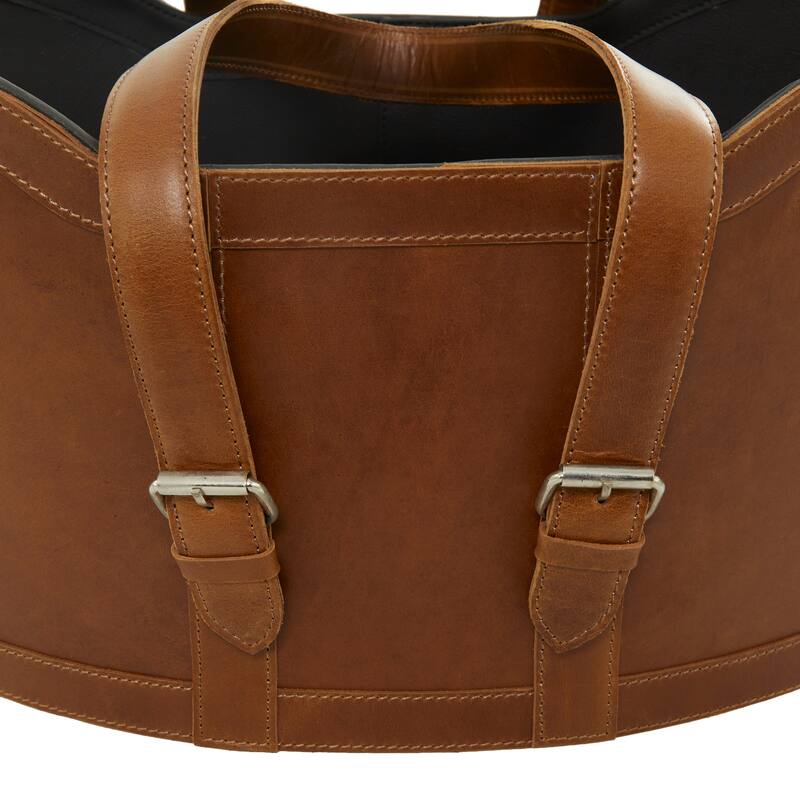 Modest Leather Handmade Storage Basket with Handles (Set of 2) - Brown or Dark Blue