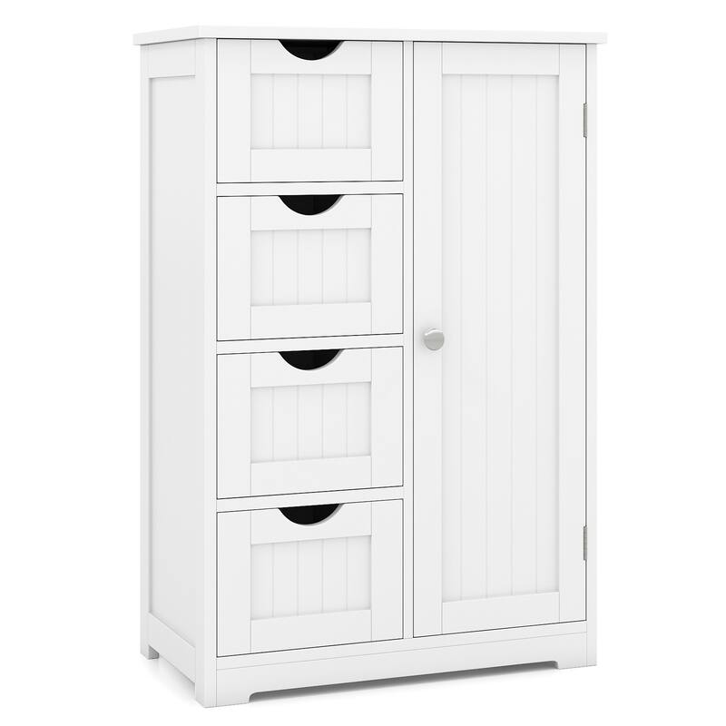 Gymax Storage Floor Cabinet Organizer Cupboard w/ 4 Drawers Adjustable