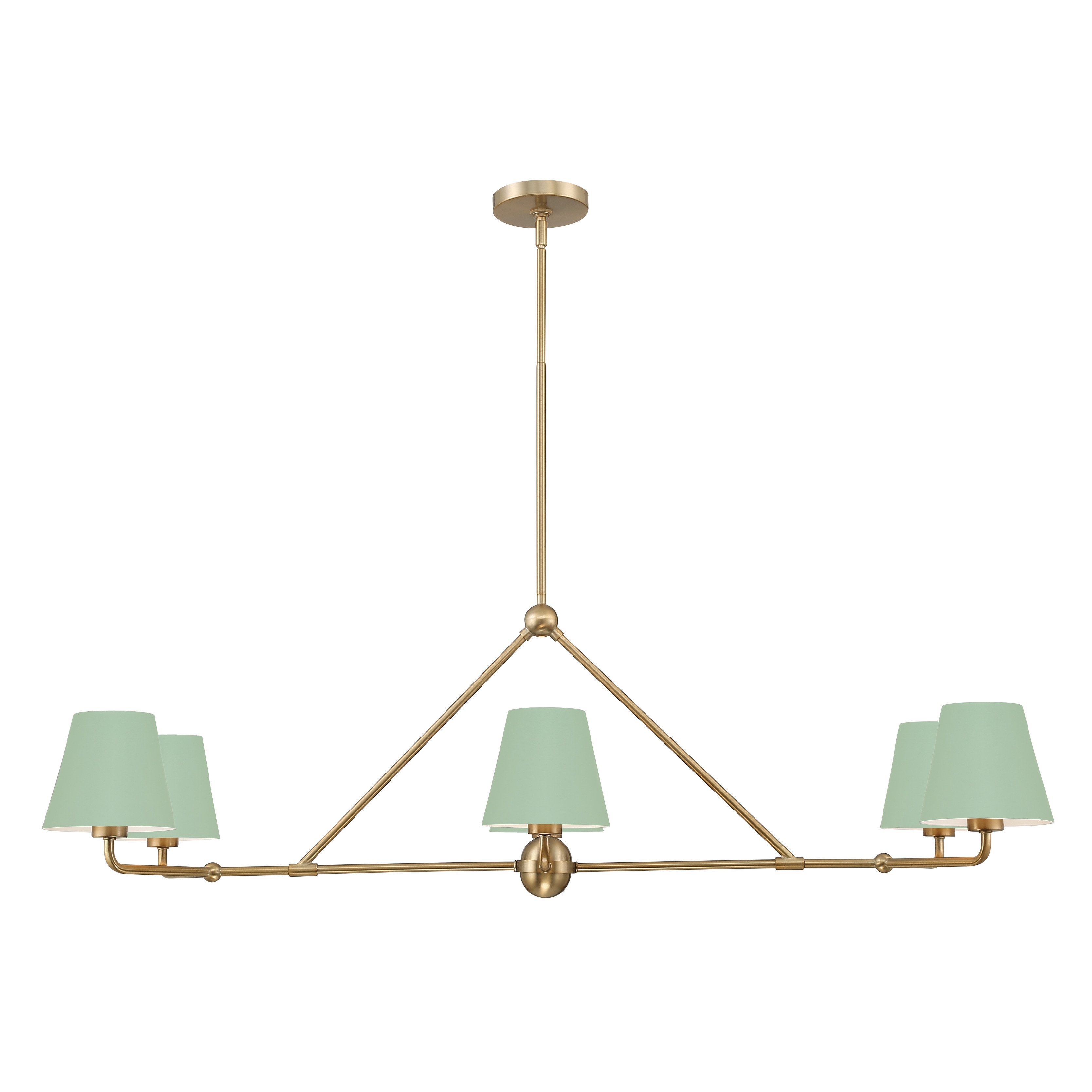 Xavier 6 Light Vibrant Gold and Green Chandelier - 46"W x 14.75"H x 18"D