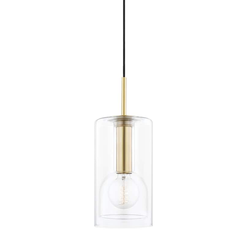 Mitzi by Hudson Valley Belinda 13-inch Pendant with Clear Glass - Aged Brass