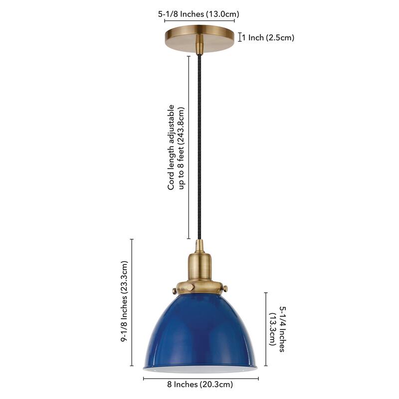 Madison 8" Wide Pendant with Metal Shade