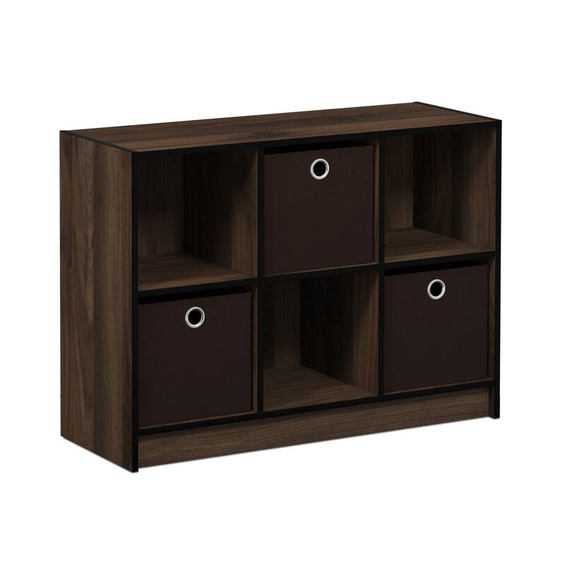 31.6 in. Tall Walnut/Dark Brown Wood 6-Shelf Bookcase