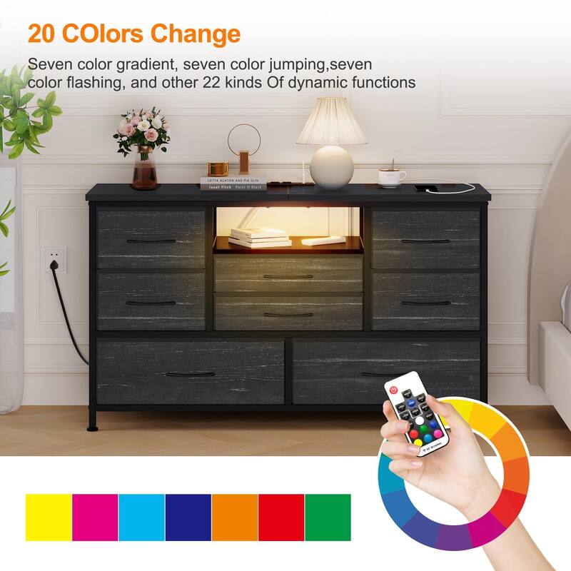 Dresser TV Stand with Power Outlet & Led for 55'' TV - 55 inches