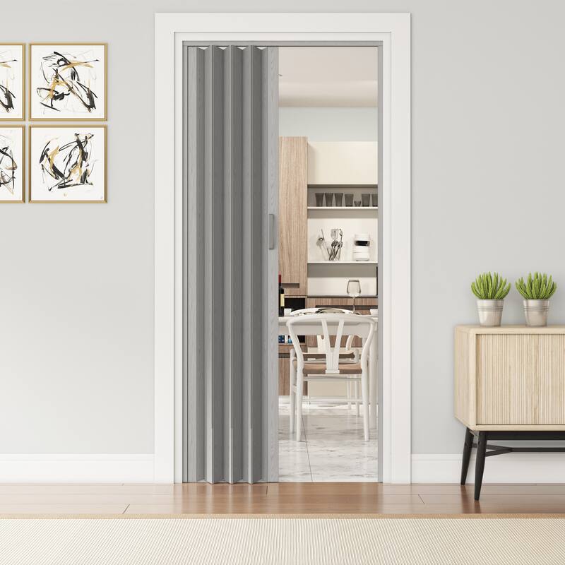 48" W Double Walled Foldable Heavy Duty Accordion Doors - Grey