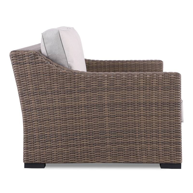 Manhattan Rustic Wicker Rattan Loveseat, Beige