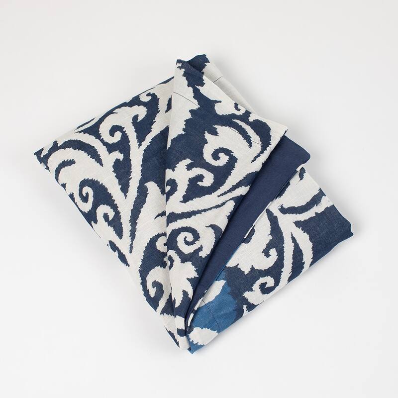 Mirabelle Indigo Cotton Linen Duvet Cover or Pillow Sham - King
