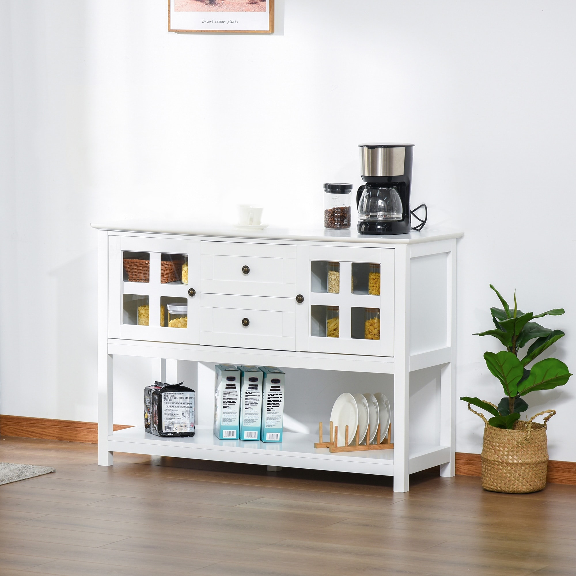 HOMCOM Kitchen Sideboard Serving Buffet Storage Cabinet Cupboard