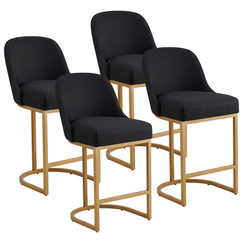 Leick Home Upholstered Barrelback Counter Stool with Metal Base