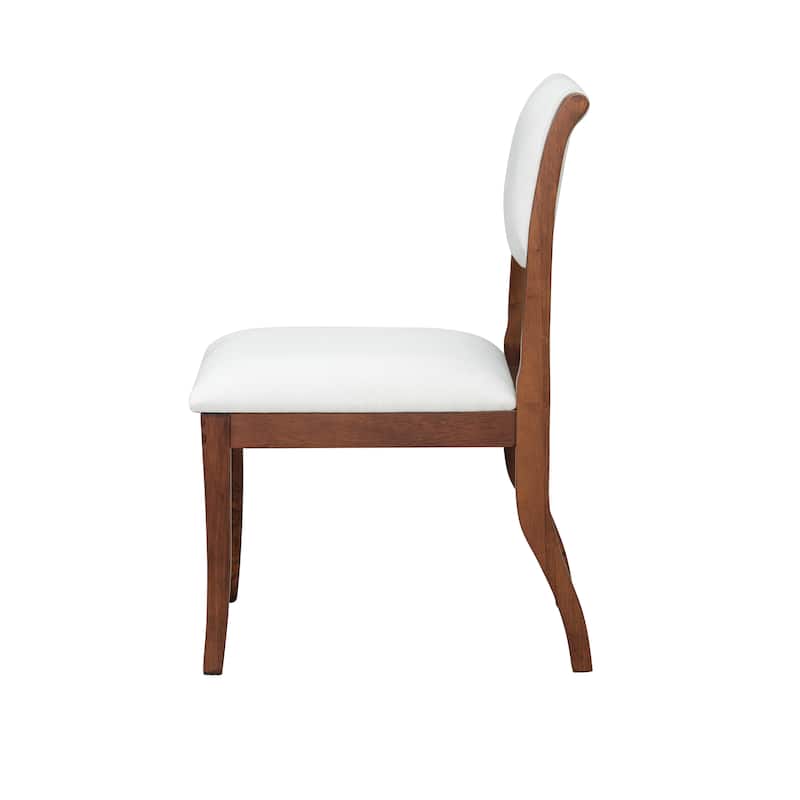 Upholstered Dining Chairs Set of 2 - Traditional Elegant Fabric Side Chairs with Curved Lines, Solid Hardwood Frame