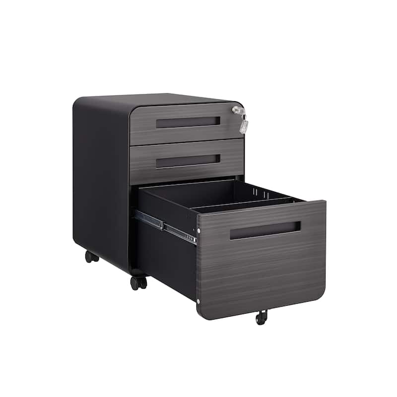 3 Drawer Mobile File Cabinet,Versatile Cabinet,5 Wheel Design Anti-Tilting Cold Rolled Steel Waterproof Moisture-Proof