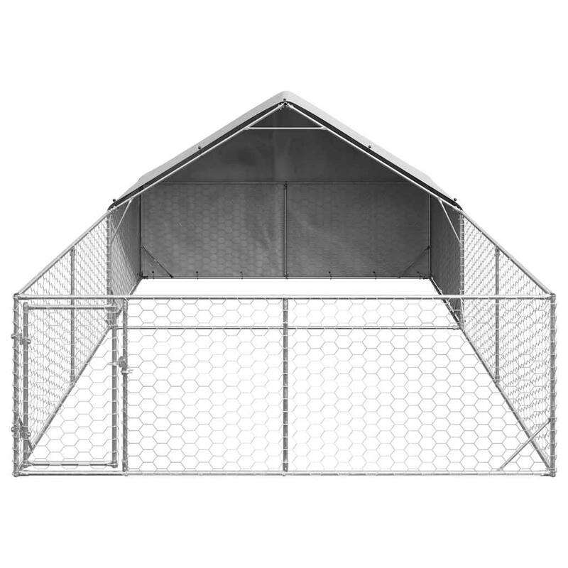 vidaXL Outdoor Dog Kennel Galvanized steel Large Outdoor Dog Kennel