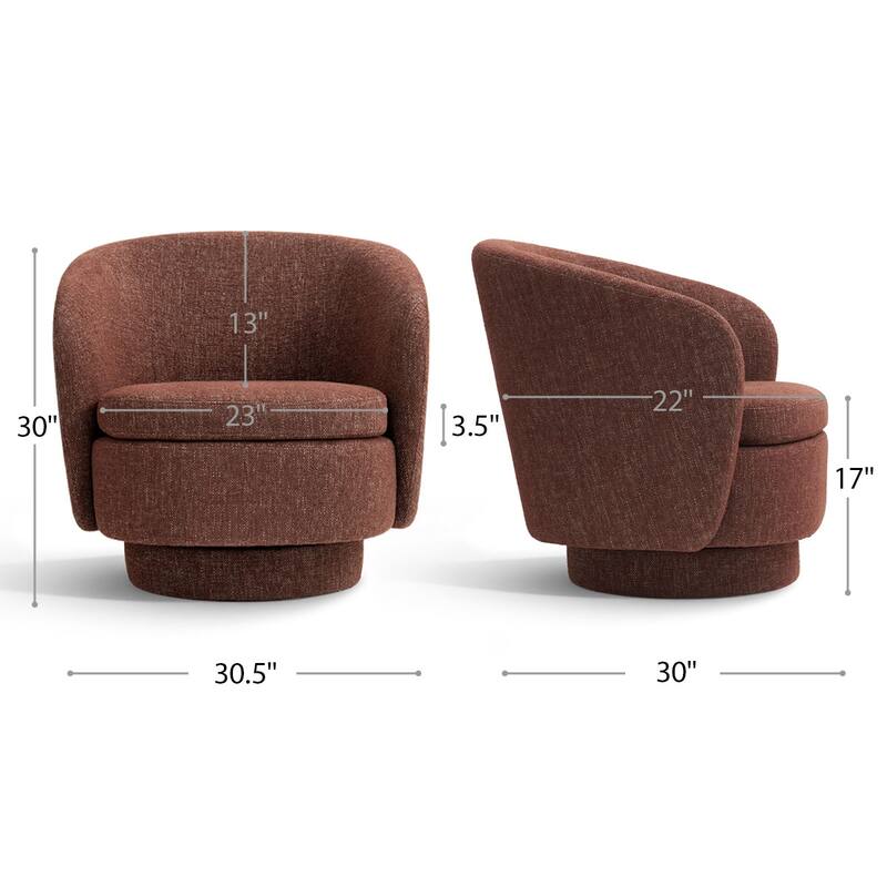 Modern Linen Swivel Barrel Accent Chair(Set of 2)
