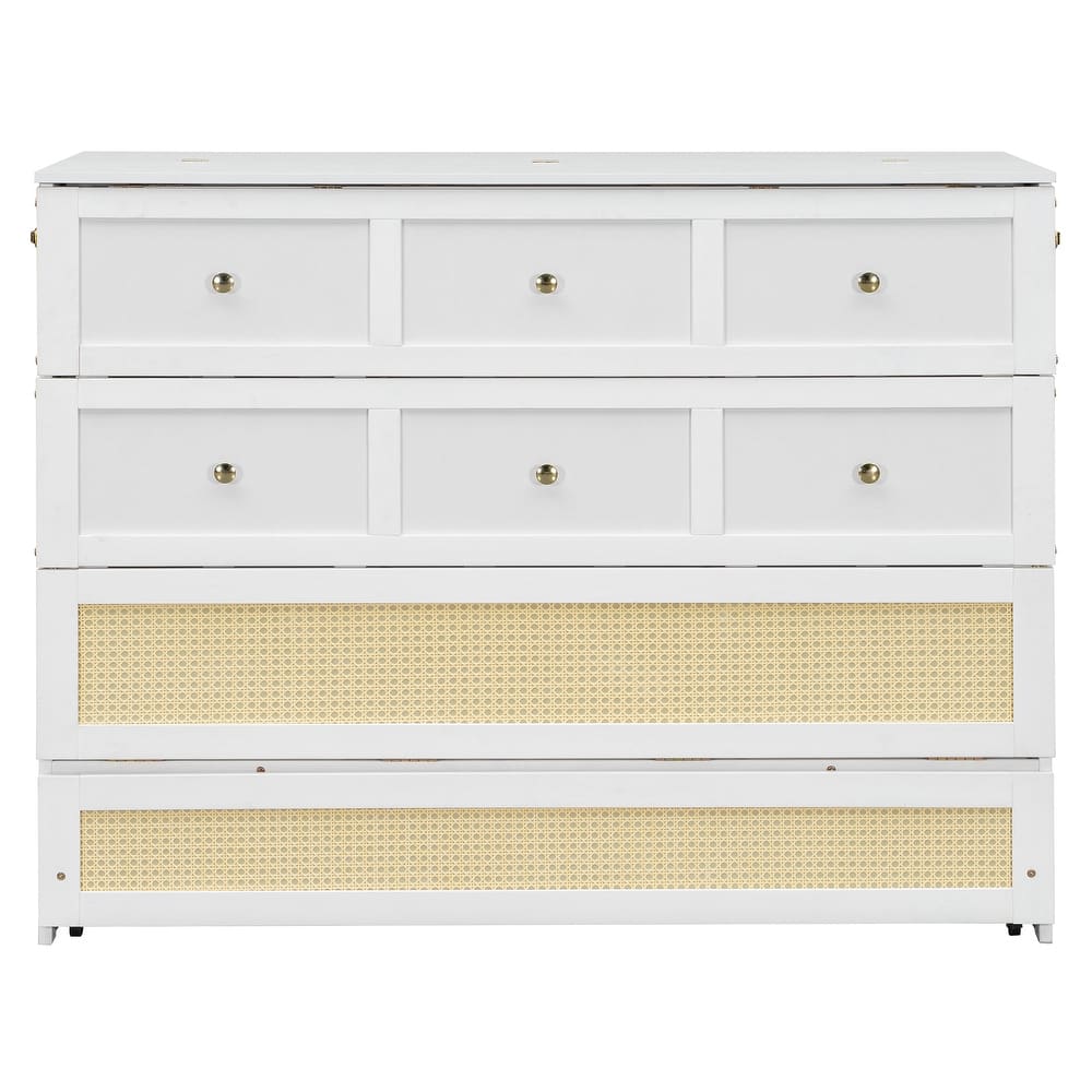 Full Size Murphy Bed with Large Storage Drawers, Space-Saving Design