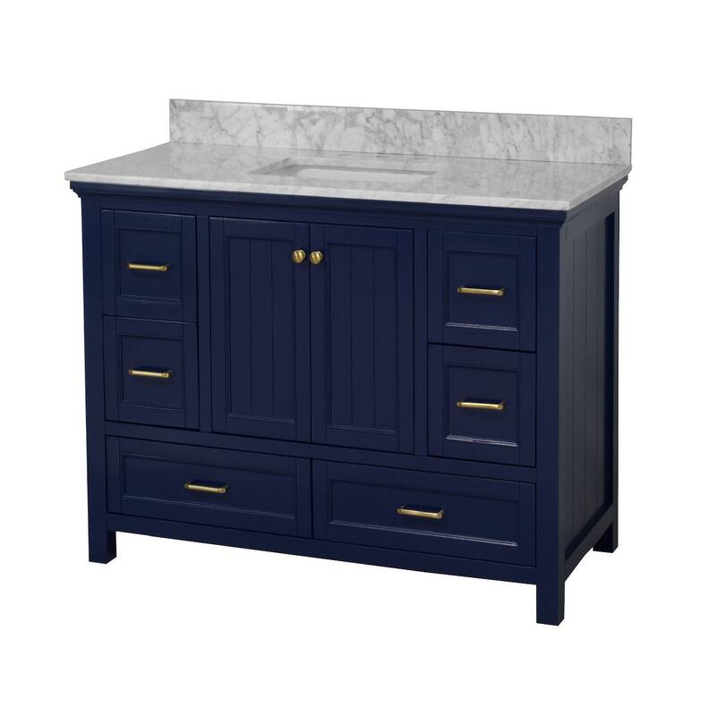 KitchenBathCollection Paige 48" Bathroom Vanity with Carrara Marble Top