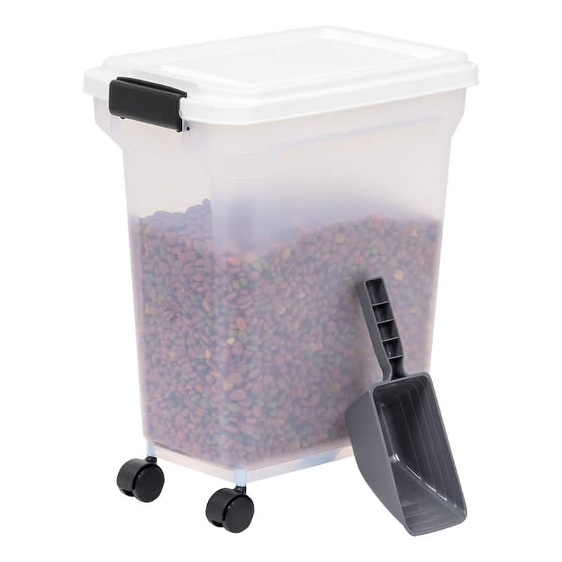 Airtight Mobile Pet Food Storage with Removable Casters and Scoop