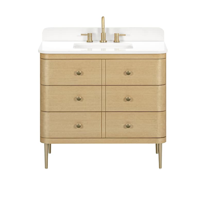 Serena Bathroom Vanity in Light Oak with White Engineered Stone Top