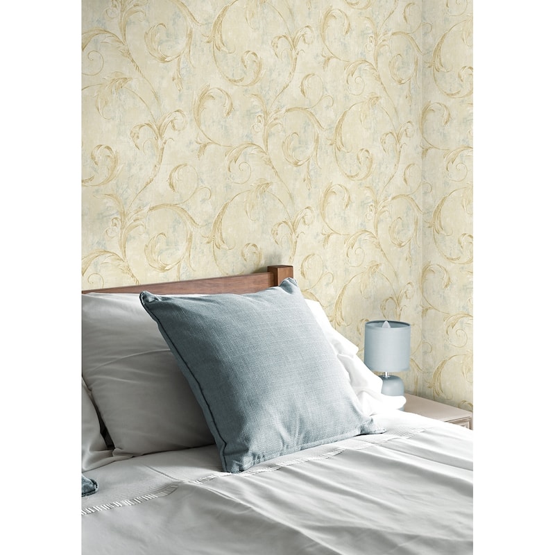 Seabrook Designs Creswell Scroll Unpasted Wallpaper