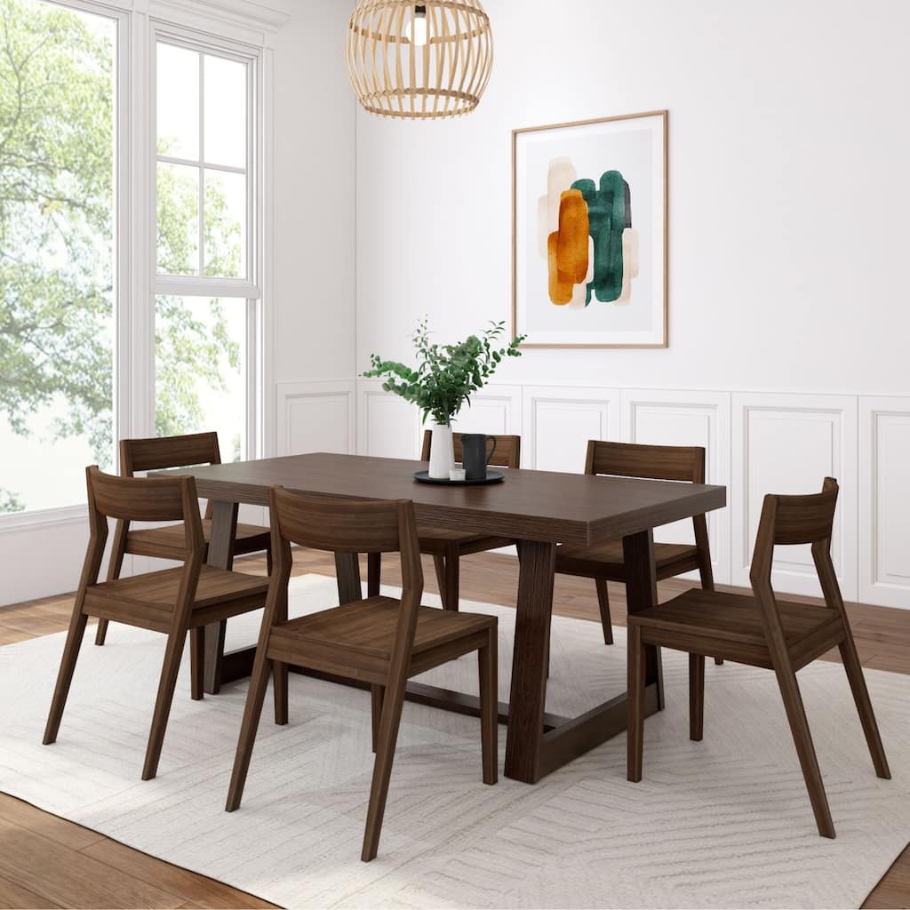 Plank and Beam 72" Classic Solid Wood Dining Table and Chairs Set