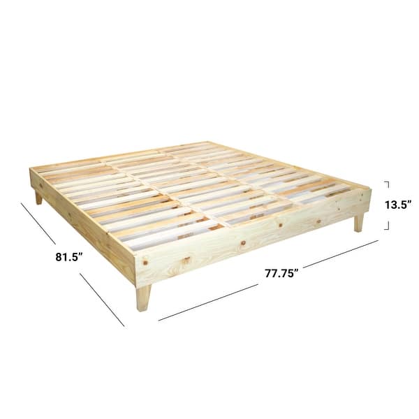 dimension image slide 4 of 30, Kotter Home Solid Wood Mid-century Modern Platform Bed
