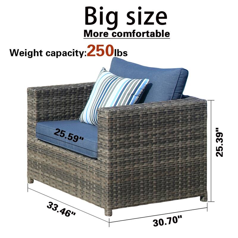 OVIOS Patio Furniture Deep Seat Wicker 9-piece Set