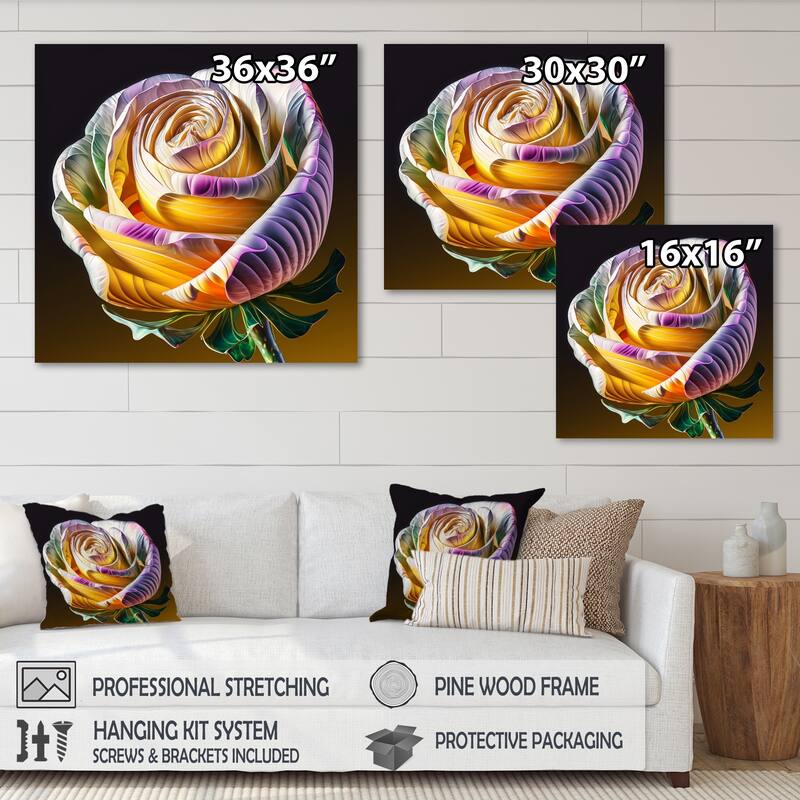 Designart 'Rainbow Blooming Crocus Rose I' Floral & Botanical Canvas ...