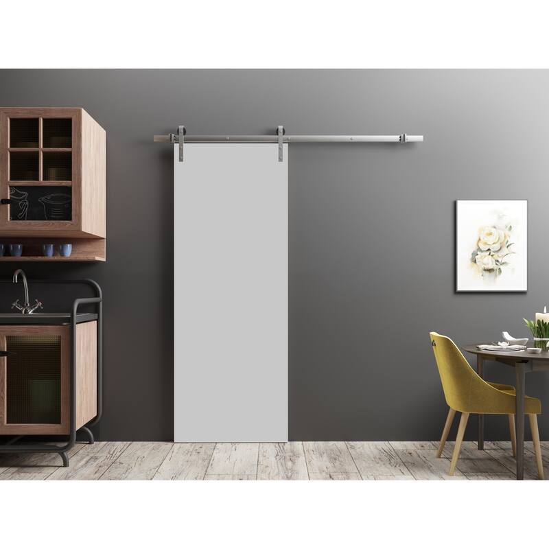 Sturdy Barn Door 18 x 80 inches | Planum 0010 Matte Grey | Stainless Steel 6.6FT Rail Hangers Heavy Set