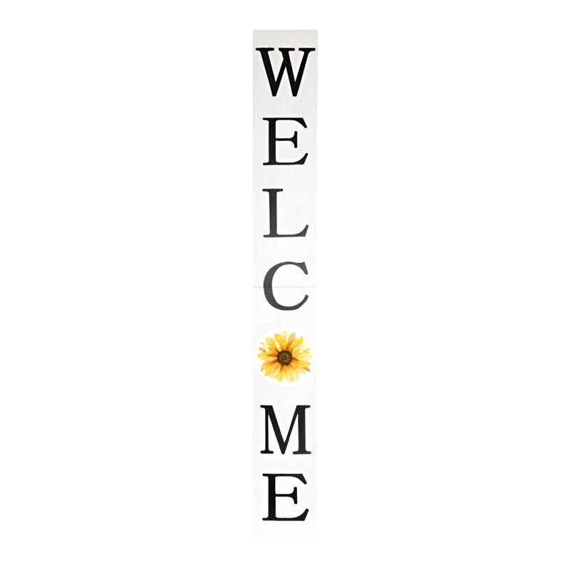 HomeRoots 72" White And Black Solid Wood Welcome Porch Sign