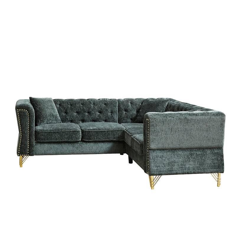 81.5'' Chenille L-Shaped 5-Seat Sectional Sofa with 3 Cushions, Stylish Corner Couch for Living Room or Bedroom