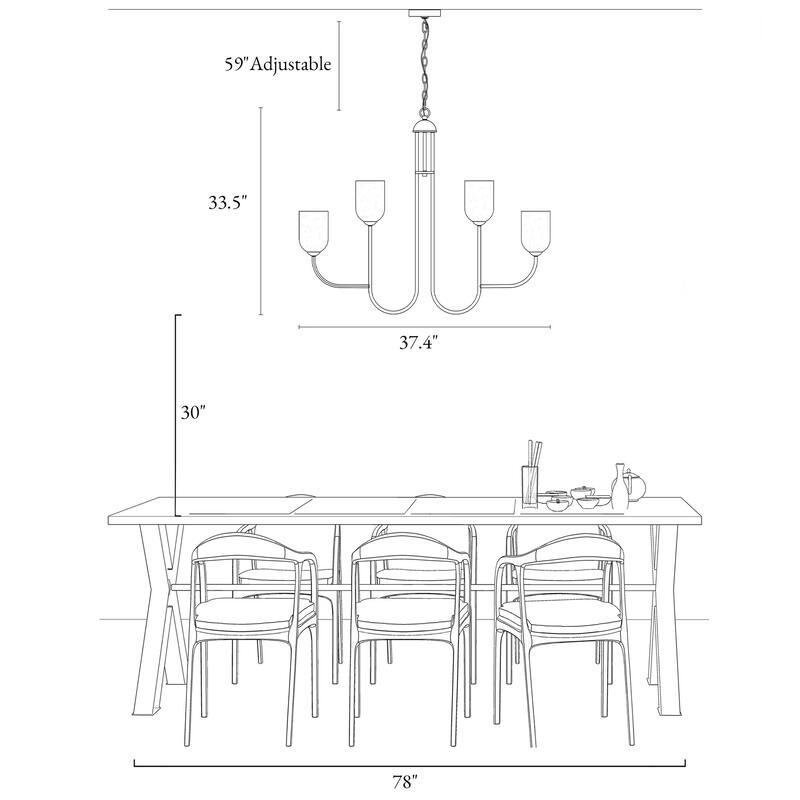 Modern 8-Light Gold Chandelier with Textured Wine Glass Shades for Dining Living Room