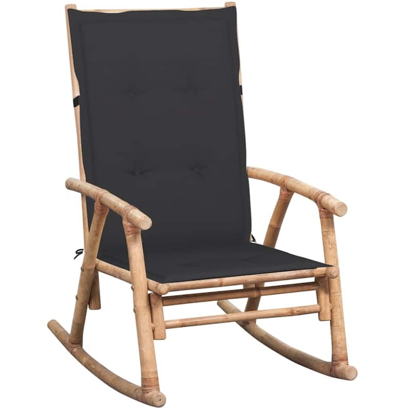 vidaXL Rocking Chair with Cushion Bamboo - 26" x 33.9" x 41.3"