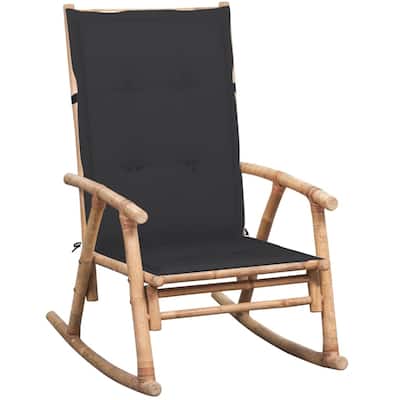 vidaXL Rocking Chair with Cushion Bamboo - 26" x 33.9" x 41.3"