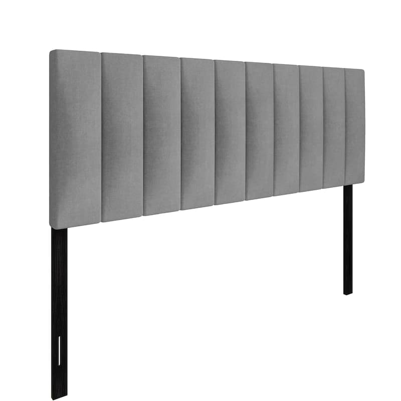 Clayfell Dennis Twin Upholstered Headboard with Vertical Channel Design, Adjustable Height, Gray