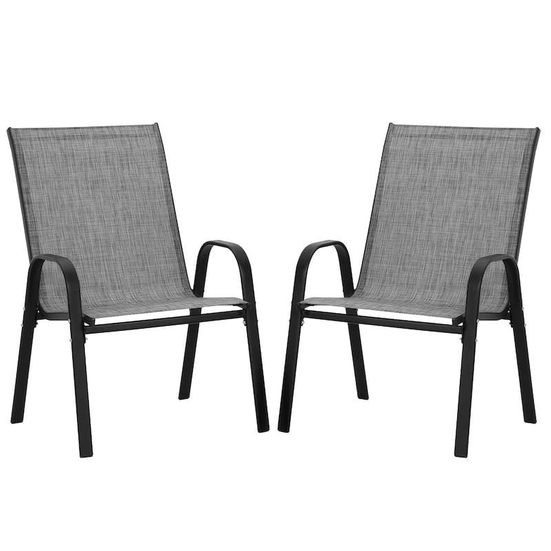 Patio Textilene Dining Chairs Set of 2/4/6/8, Outdoor Stackable Dining Chairs for Backyard, Patio Sling Chairs - 2PCS