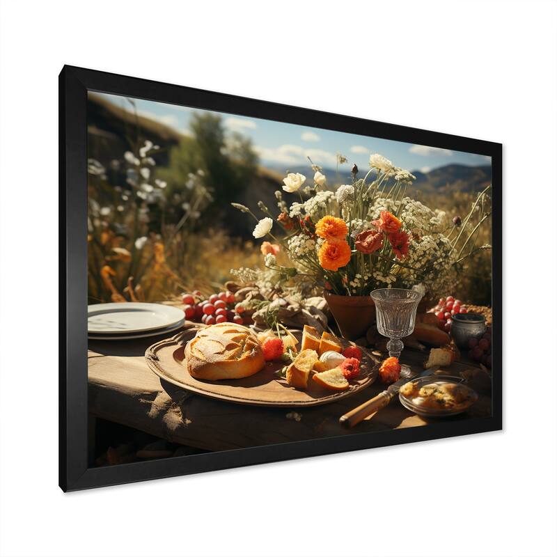 Designart "Rustic Banquet In France II" Meals & Picnics Framed Wall Art Living Room