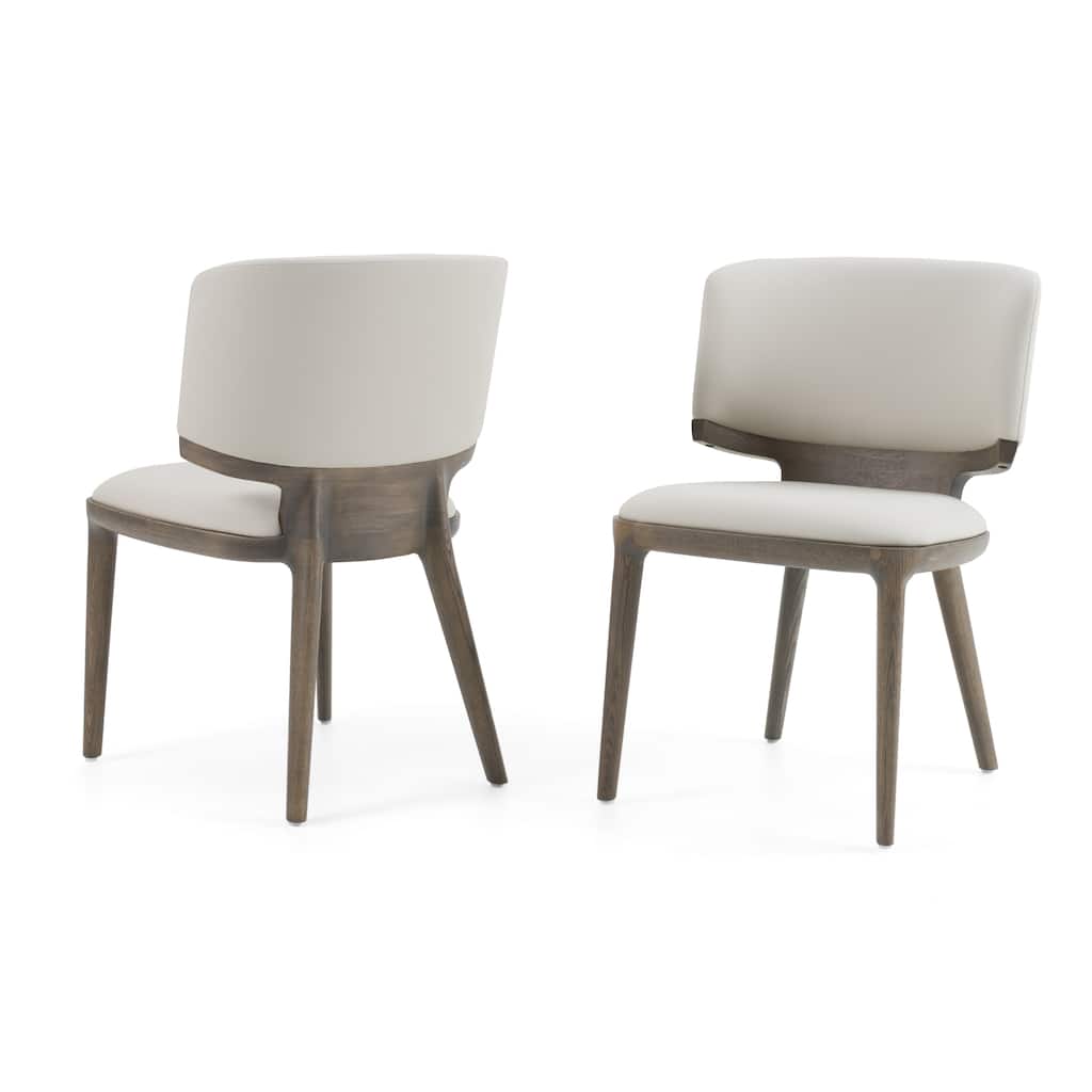 Modrest Stanley Contemporary Grey Leatherette and Grey Ash Set of 2 Dining Chair