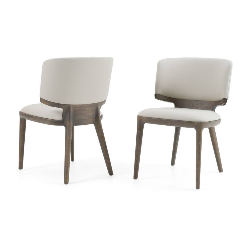 Modrest Stanley Contemporary Grey Leatherette and Grey Ash Set of 2 Dining Chair