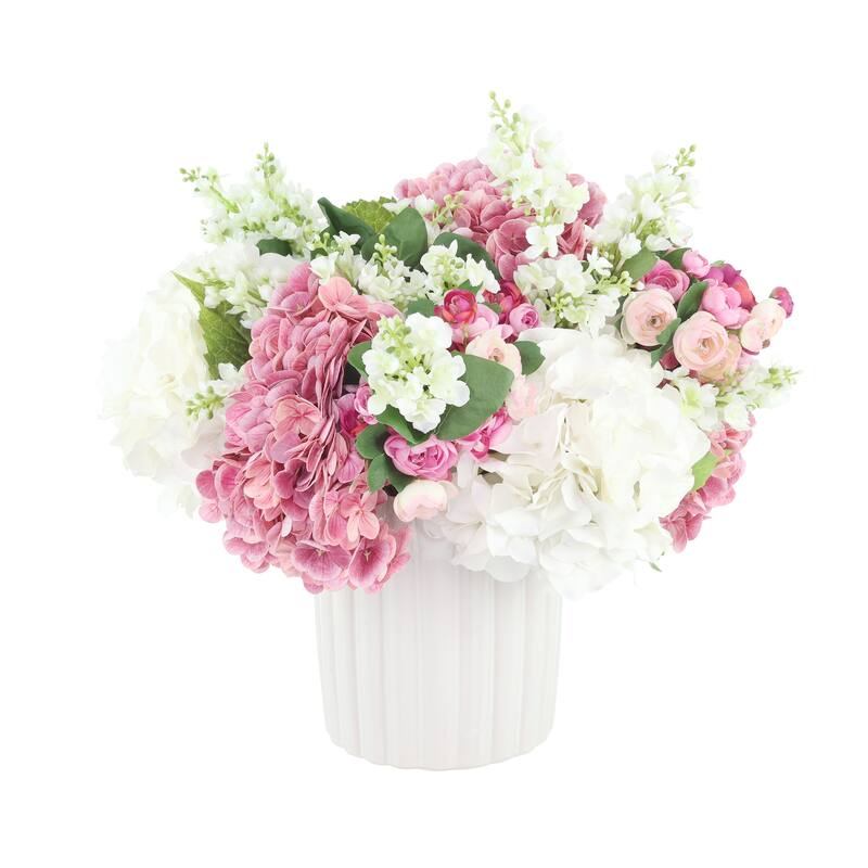 Centerpiece with Hydrangea, Lilacs and Ranunculus - 16