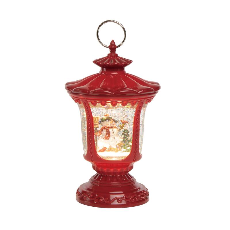 Transpac Artificial 10.25 in. Multicolor Christmas Light-Up Snowman Lantern Waterglobe