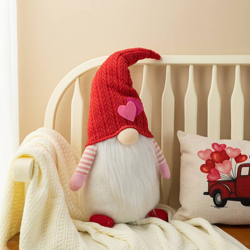 Glitzhome Christmas Hanukkah Fabric Gnome Shelf Sitter Holiday Decor