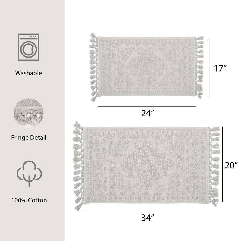 French Connection Nellore Fringe Cotton Bath Rug